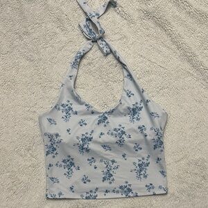 Hollister Blue Floral Crop Top